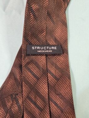 Structure Brown Textured Plaid Men's Tie
